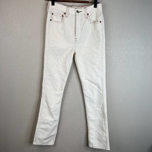 Re/Done Originals Womens Skinny Jeans 26 High-Rise Off White Corduroy Button Fly